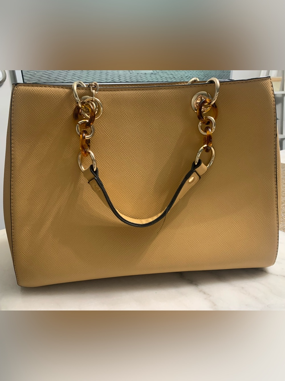 Mustard Yellow Tote with Chain-Link Handles